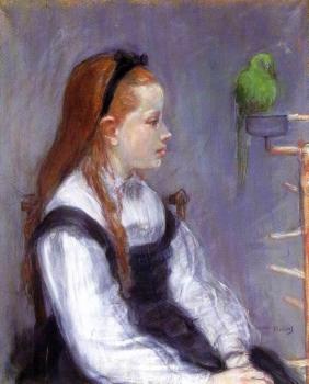 貝爾特 摩裡索特 Young Girl with a Parrot